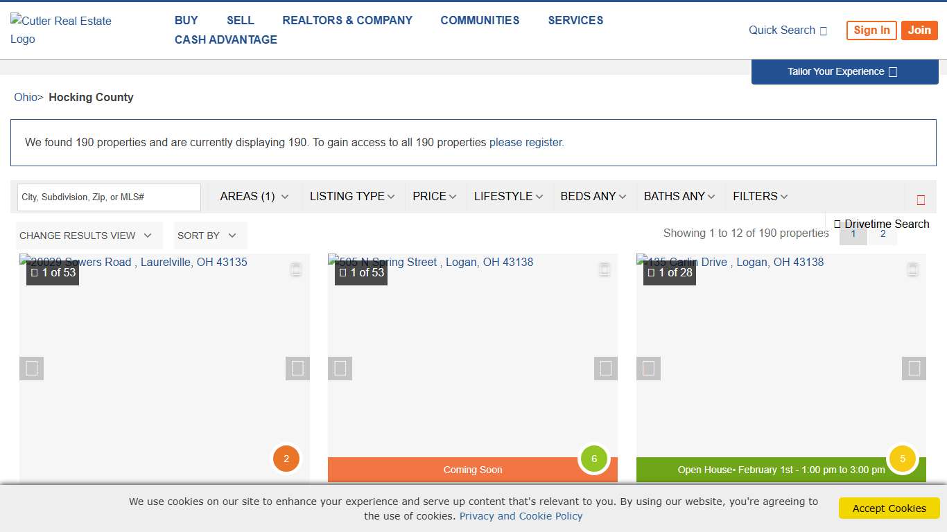 Browse Hocking County Ohio All Real Estate for Sale - Cutler Real Estate