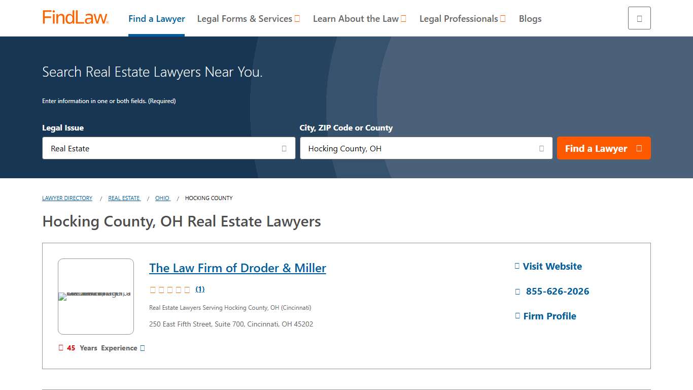 Hocking County, OH Real Estate Lawyers 2026 Attorney Directory FindLaw