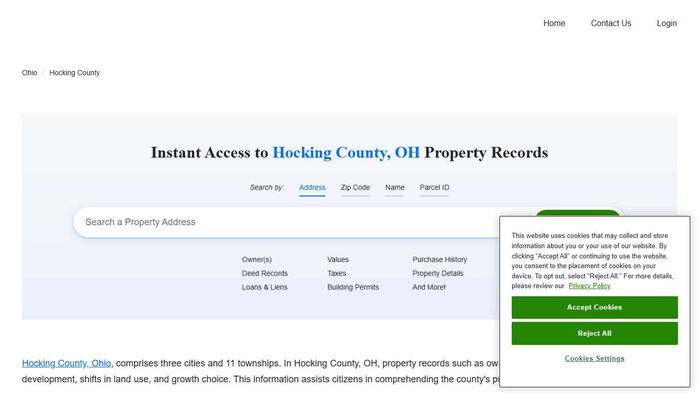 Hocking County Property Records Owners, Deeds, Permits